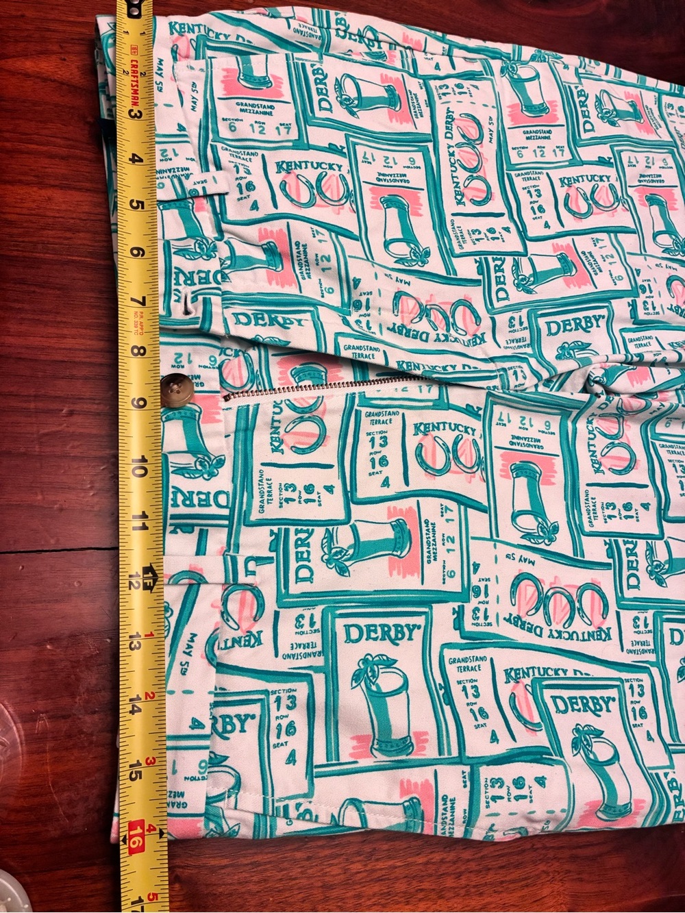 Vineyard Vines Pants Mens 30x30 Kentucky Derby Ticket Print Chino Casual Party - Picture 7 of 7